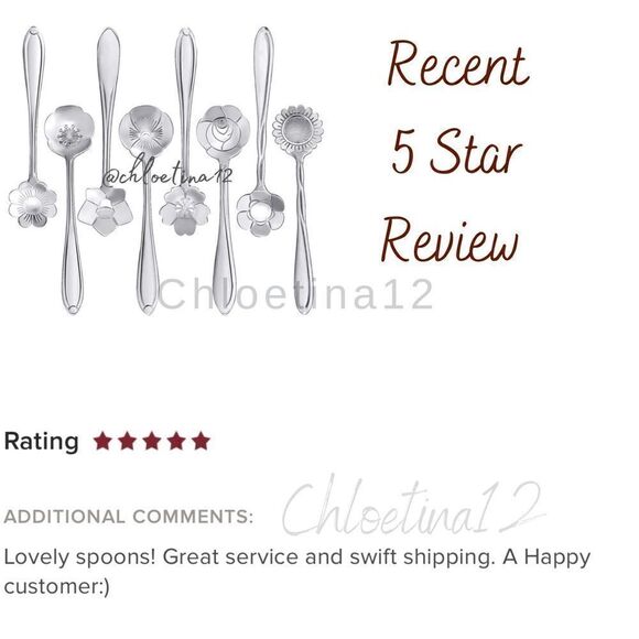 Silver Gold 8pcs Stainless Steel Flower Spoon Set - Picture 16 of 16